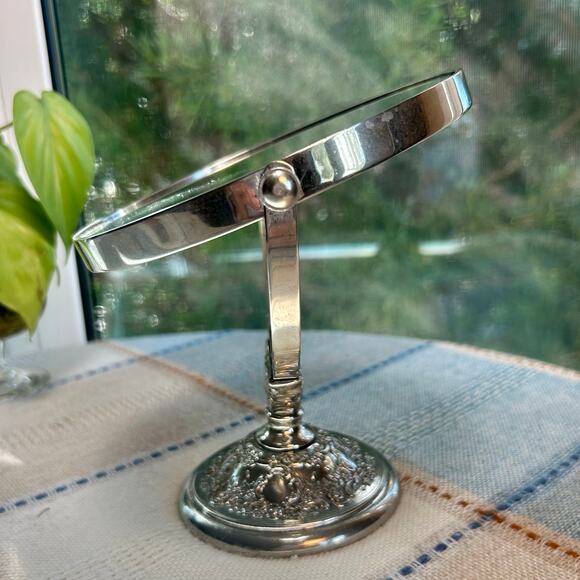 Vintage Ornate Silver Tone Vanity Mirror – Double Sided - Picture 5 of 15